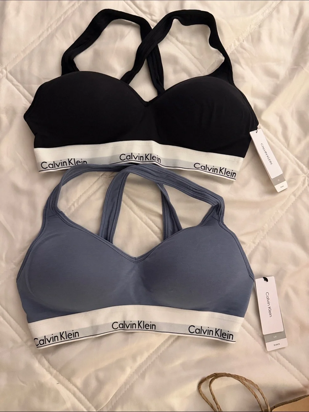 Calvin Klein Women's Seamless Bralette bra - Black & Slate Blue